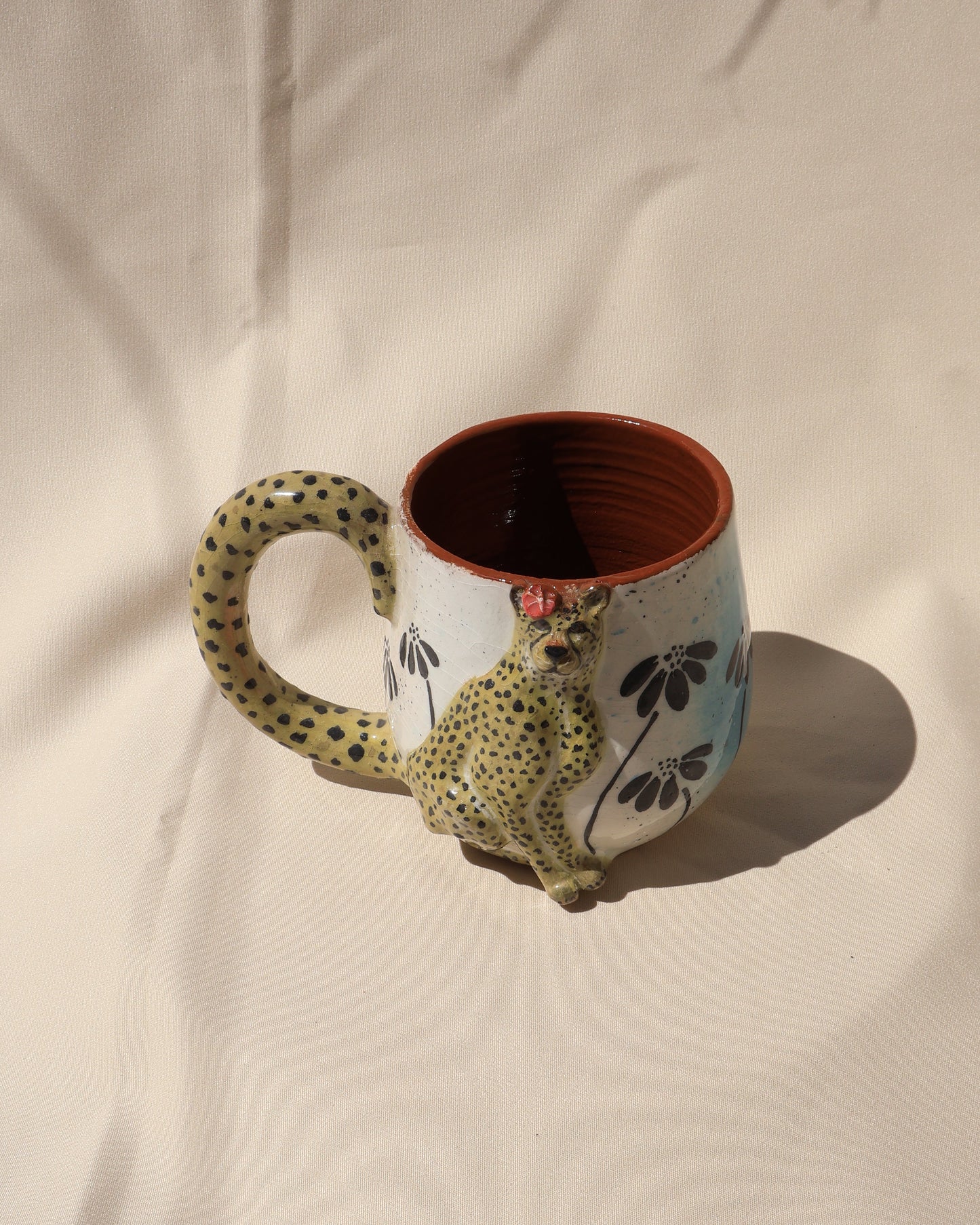 floral cheetah mug