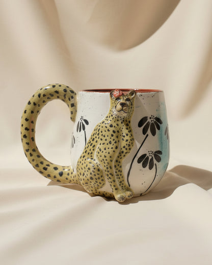 floral cheetah mug