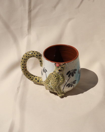 floral cheetah mug